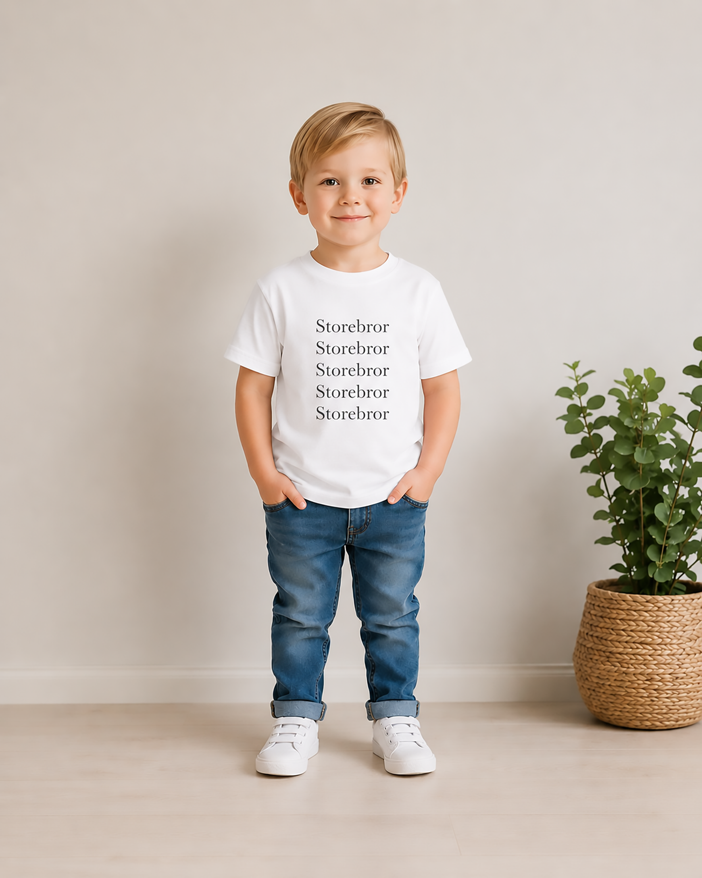 Storebror T-skjorte for barn | Hvit og blå